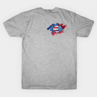 Fourth of July Holiday freedom American flag fish on pocket and back Frit-Tees T-Shirt